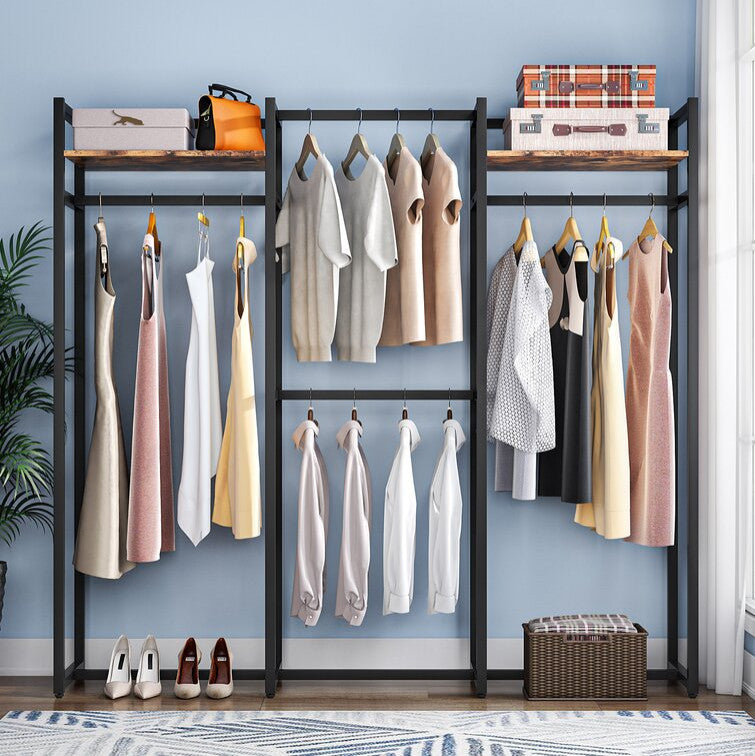 Tribesigns 70.08'' Metal Clothes Rack Heavy Duty, Brown