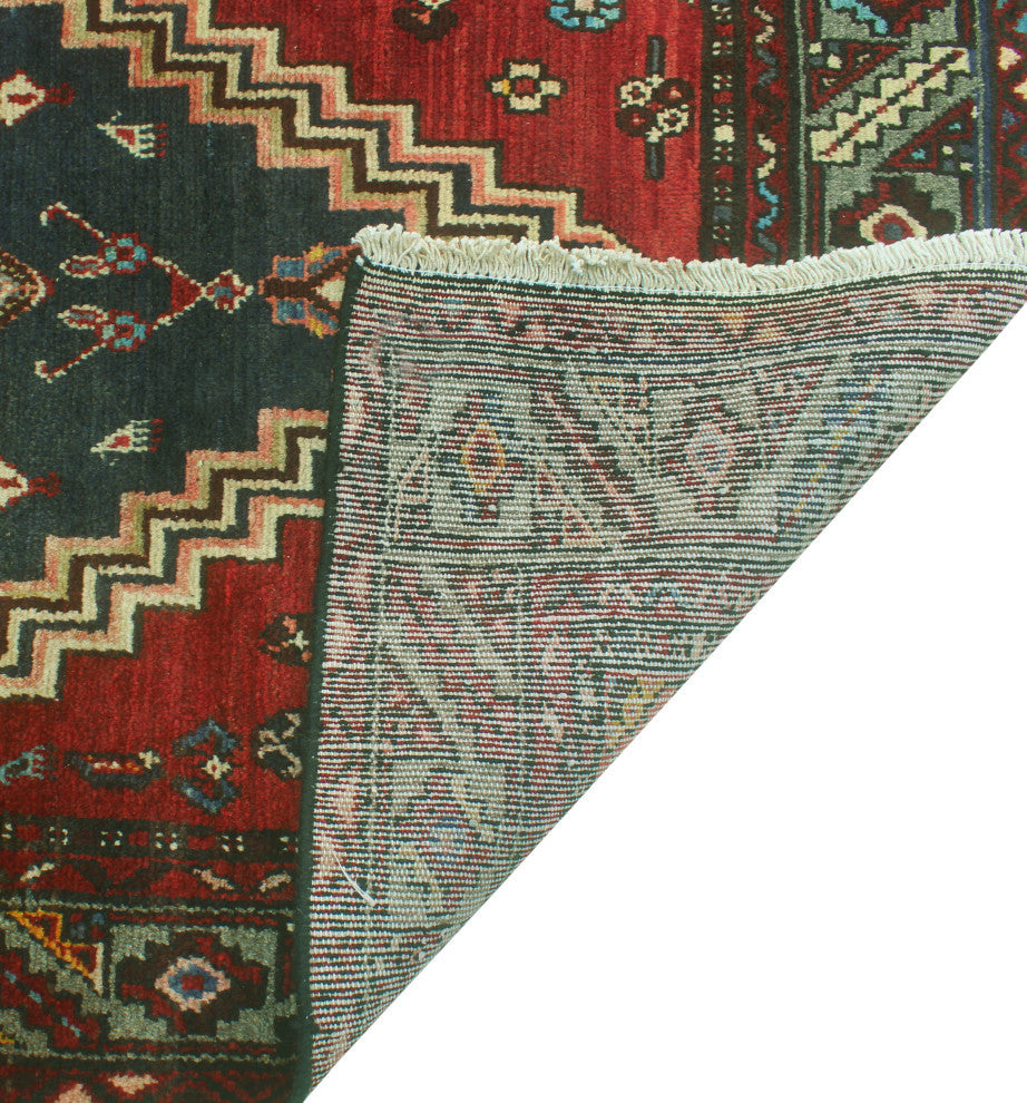 Fine Vintage Distressed Jeanie Charcoal/Red Runner, 3'8 x 8'7