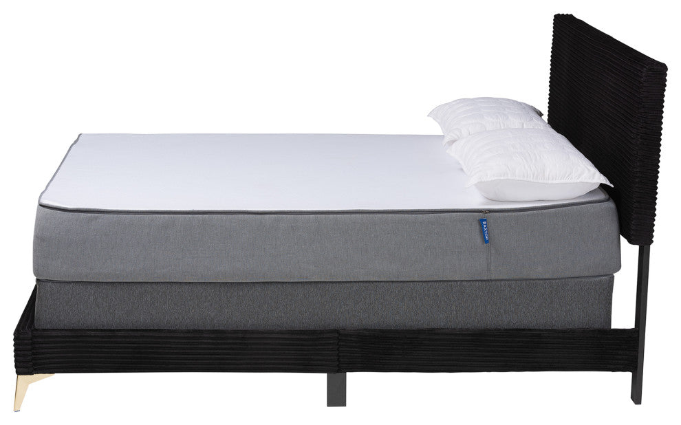 Liberty Velvet Queen Size Panel Bed, Black