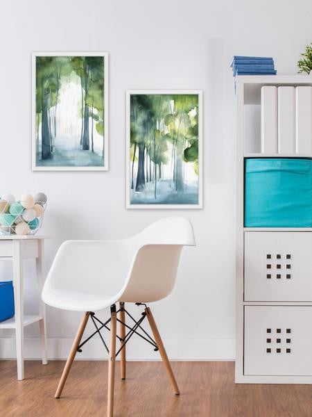 "Through the Haze" Framed Painting Diptych, 48"x36"