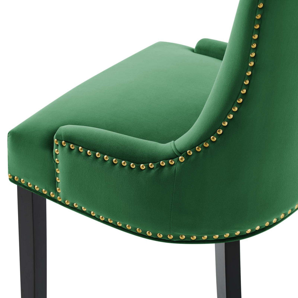 Dining Chair, Nailhead, Set of 2, Green, Velvet, Modern, Bistro Hospitality