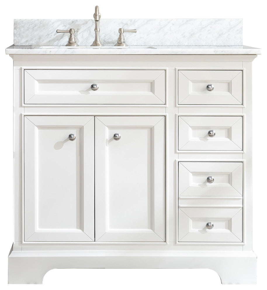 South Bay 37" Bathroom Vanity, White Finish
