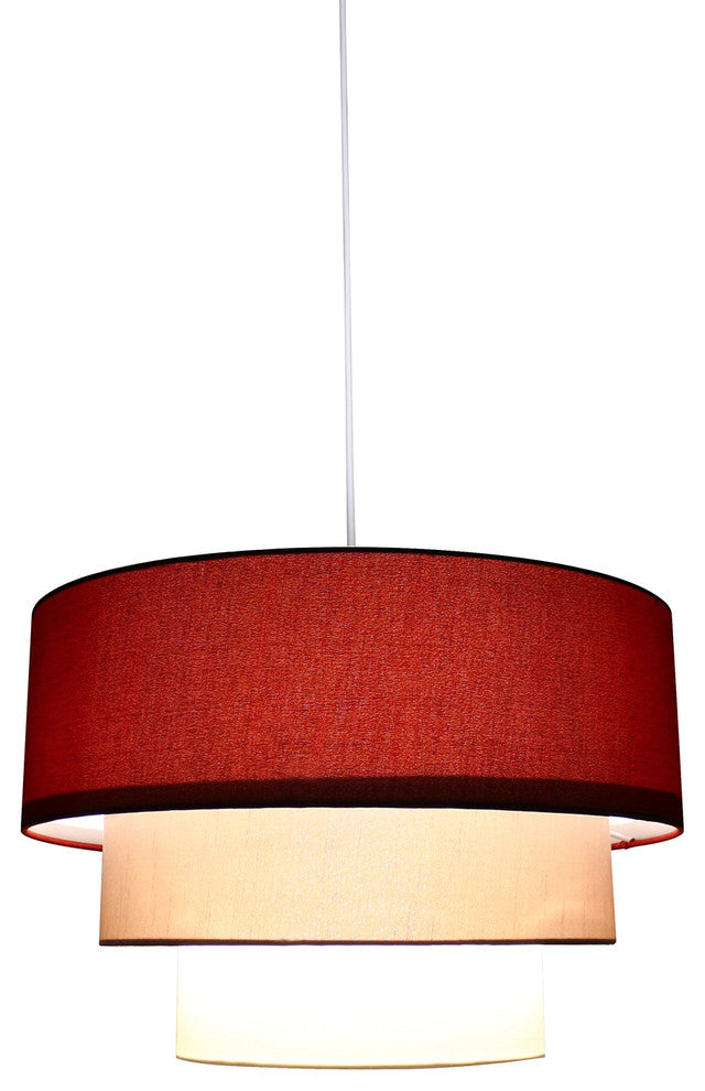 Renzo 3-tier Shade Pendant, 18"x12", Burgundy, Moss Gray, Eggshell