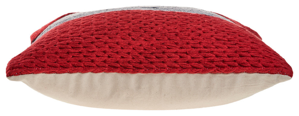 Red Nautical Striped Throw Pillow