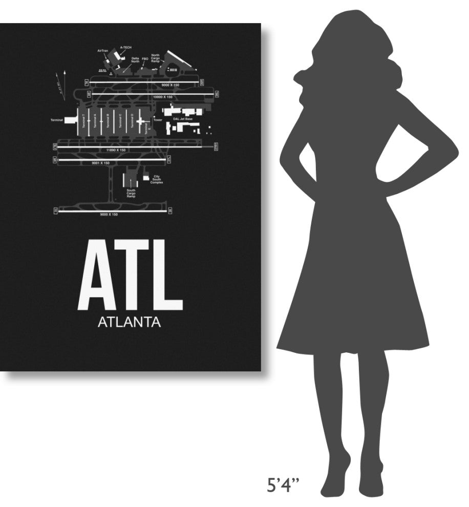"ATL Atlanta Airport Black" Fine Art Print