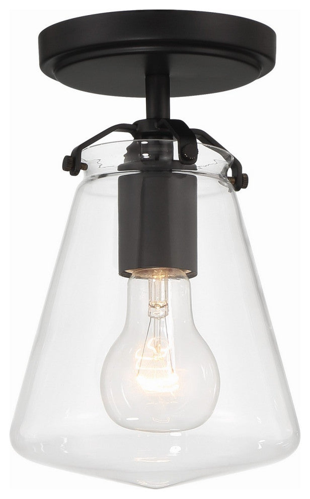 Voss 1-Light Semi Flush Mount, Matte Black