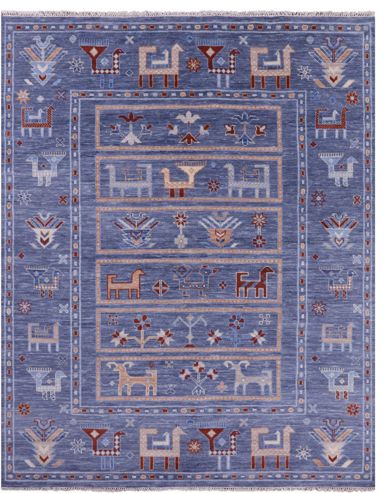 8' 2" X 10' 4" Hand-Knotted Persian Gabbeh Tribal Wool Rug - Q13647