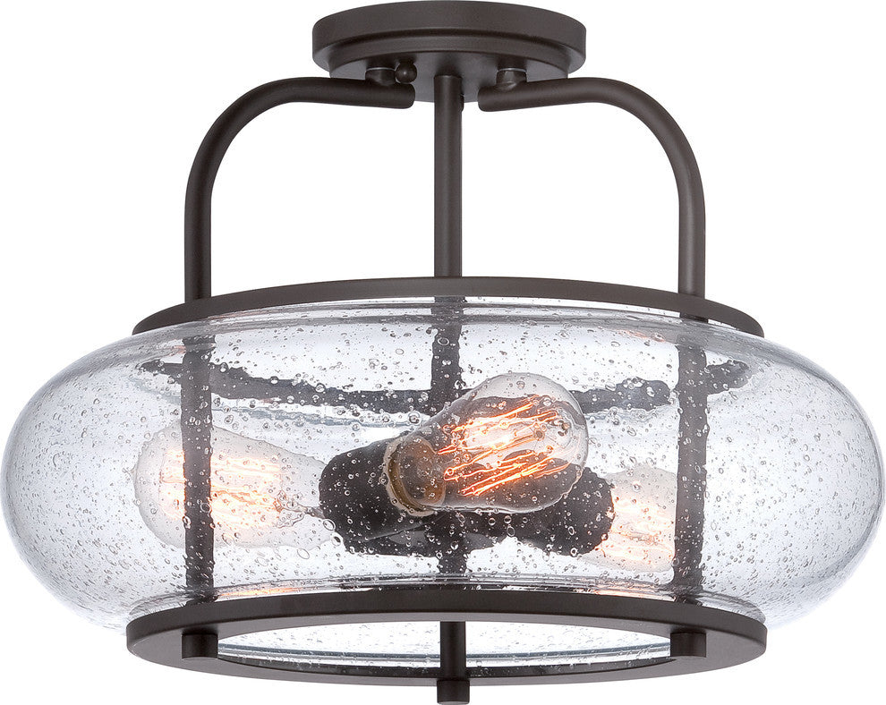 Quoizel TRG1716OZ Three Light Semi-Flush Mount Trilogy Old Bronze