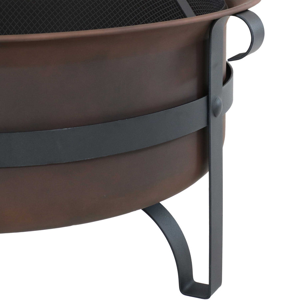 Sunnydaze 29" Cauldron Fire Pit Steel With Poker and Spark Screen