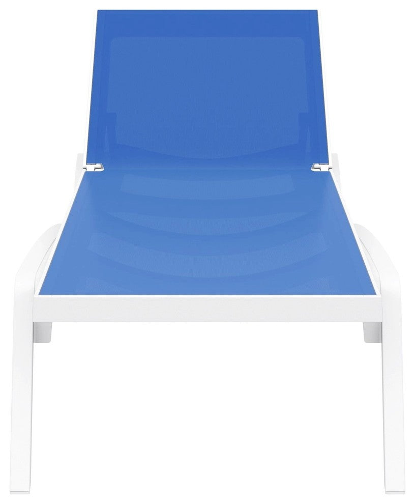 Compamia Pacific Sling Set of 2 Chaise Lounge With White Frame, Blue