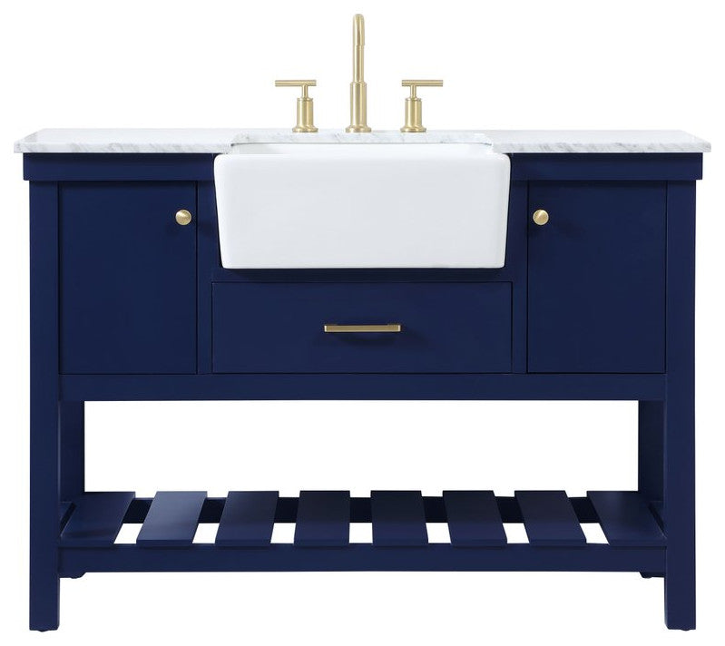 Elegant Decor Clement 48" Aluminum MDF Single Bathroom Vanity in Blue