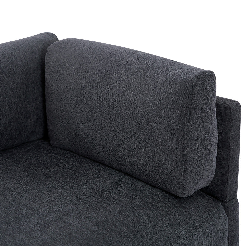 L Shaped Couch Upholstered Convertible Sectional Sofa with Ottoman, Gray