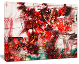 Red Flowers Abstract Background, Large Abstract Canvas Artwork, 40"x30"