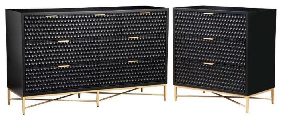 Home Square 2 Piece Furniture Set with Dresser and Small Chest in Black