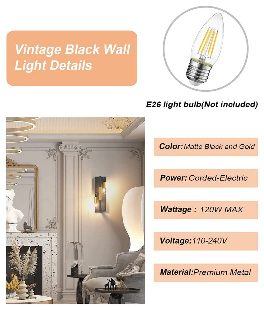 2 Light Art Deco Wall Sconce Vintage Bathroom Wall Light Fixture