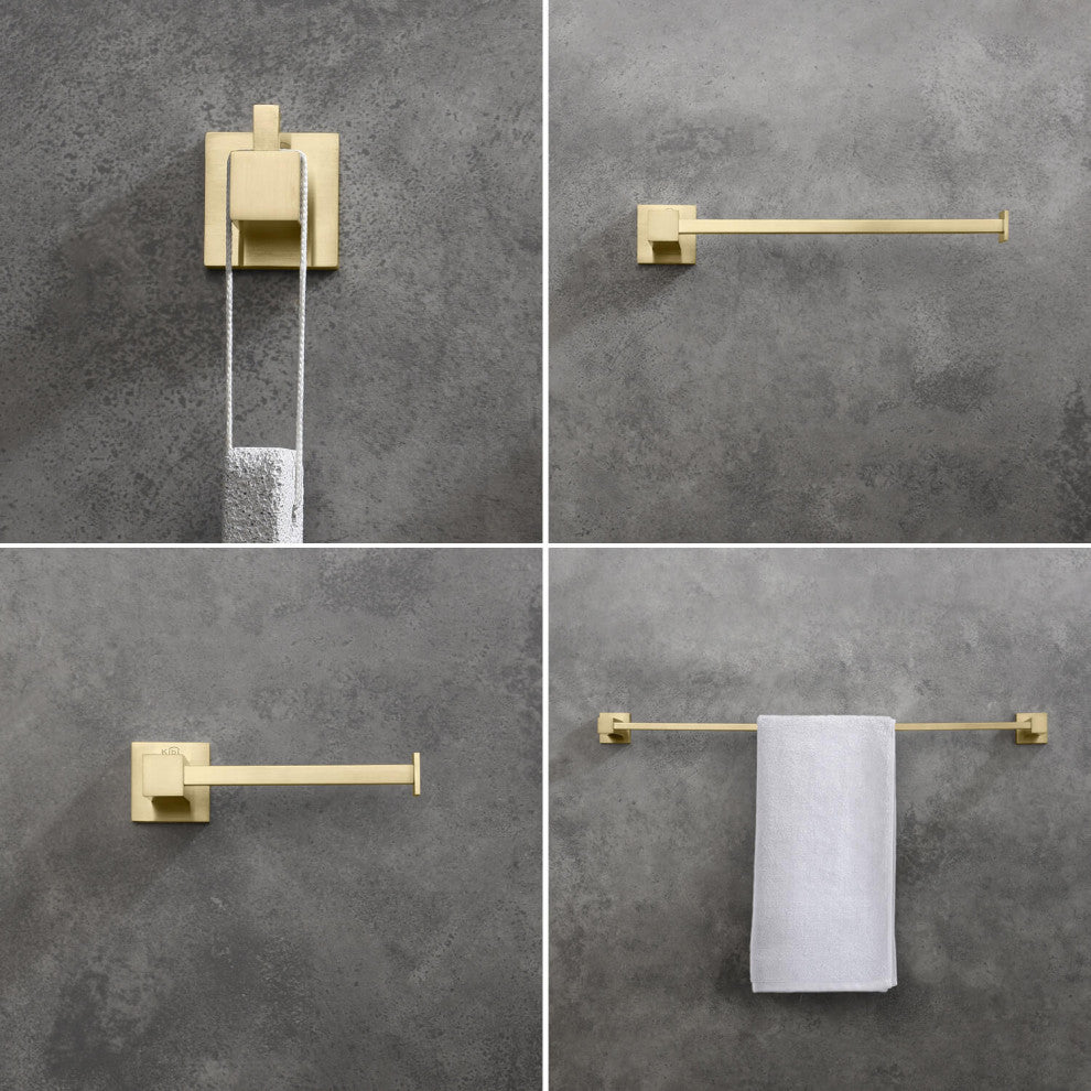 Cube 4 Piece Hardware Set, Brushed Gold, Brush Gold