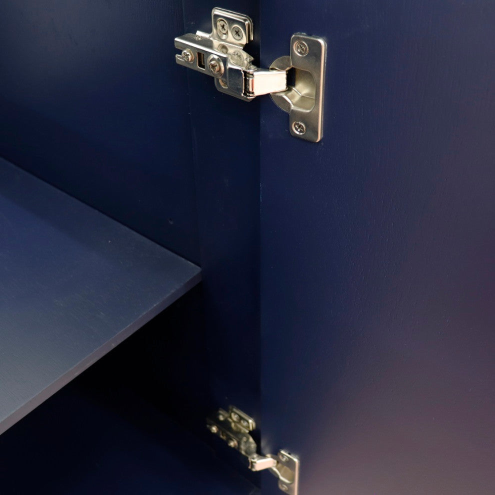 49" Single Sink Vanity, Blue Finish With White Carrara Marble And Round Sink