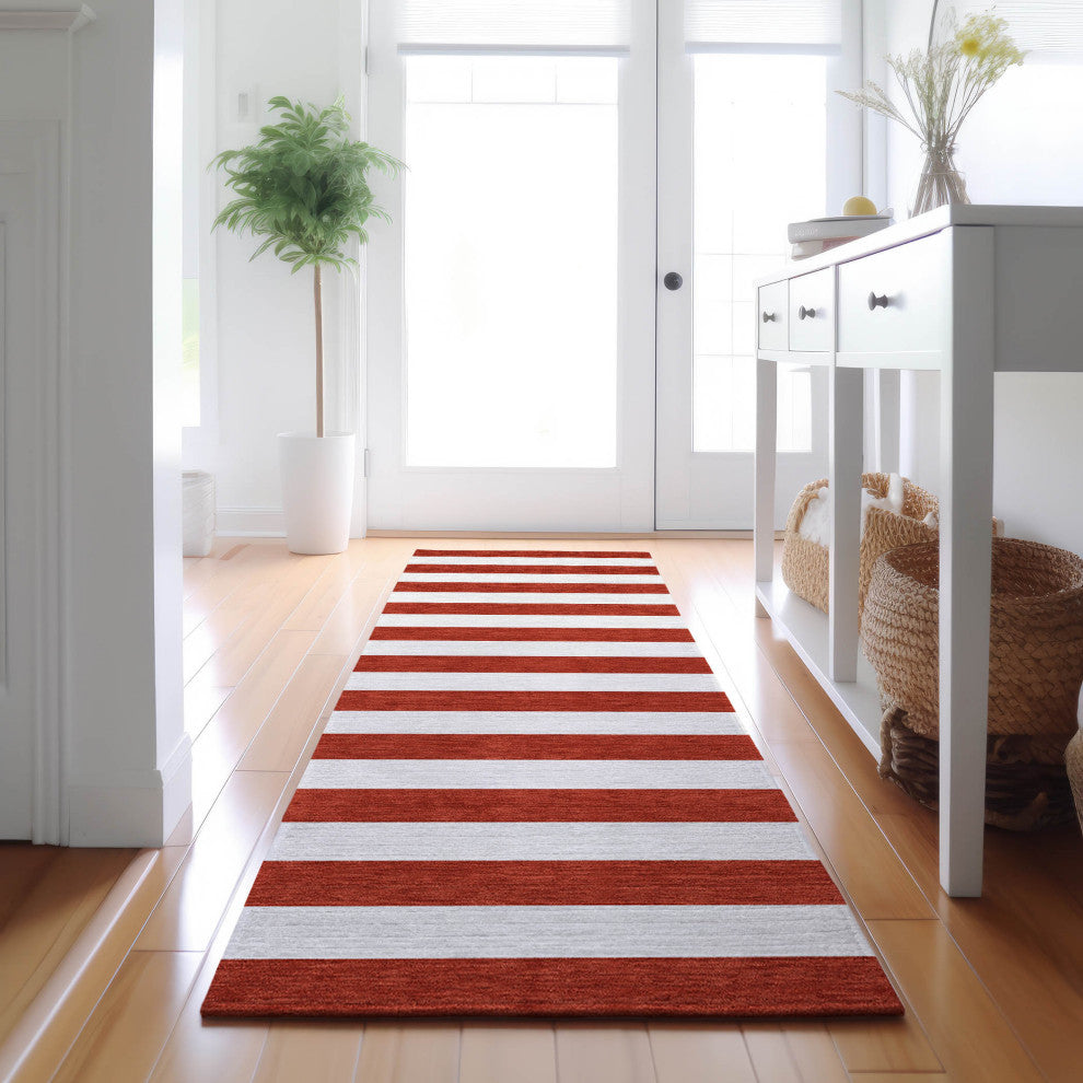 Premium Machine Washable Mayfield AMF528 Red 2'3" x 7'6" Runner Rug