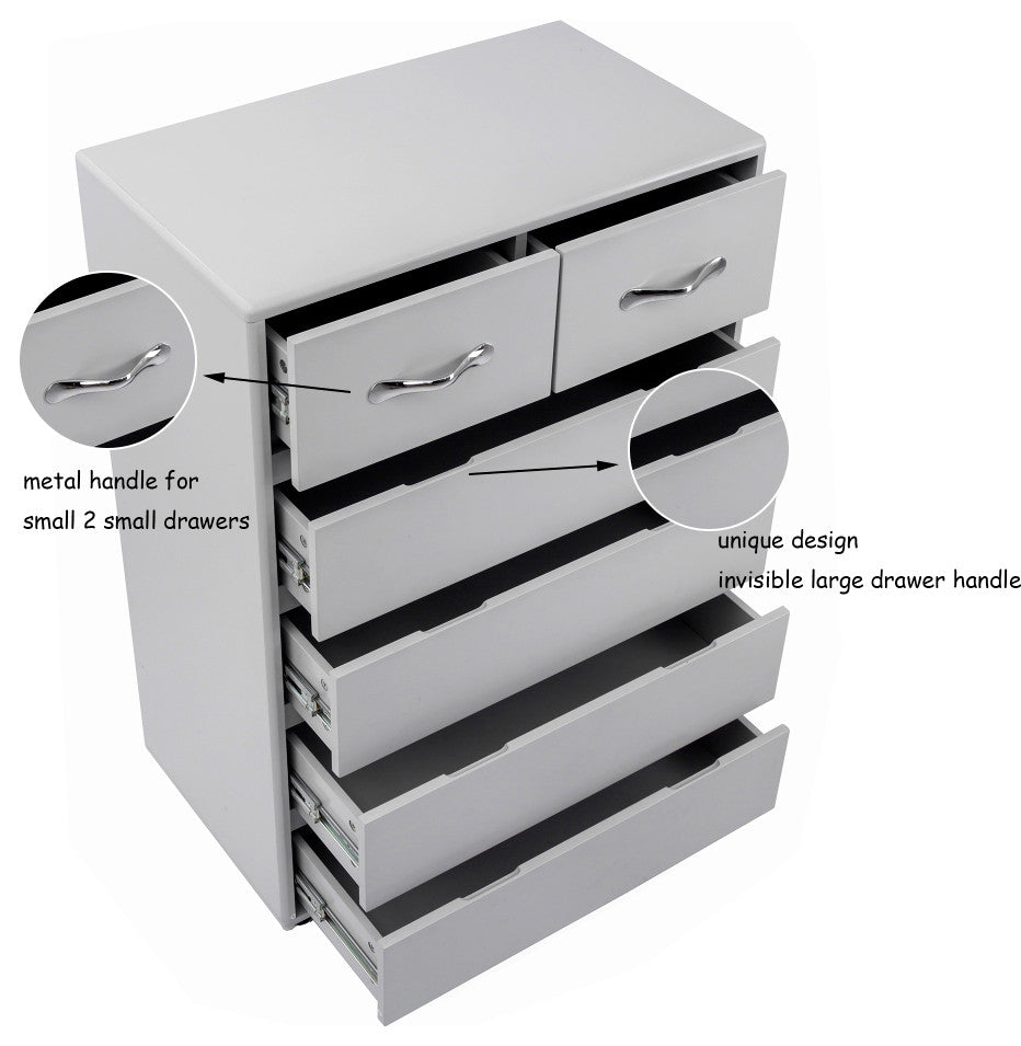 6 Drawer Side Table, Gray