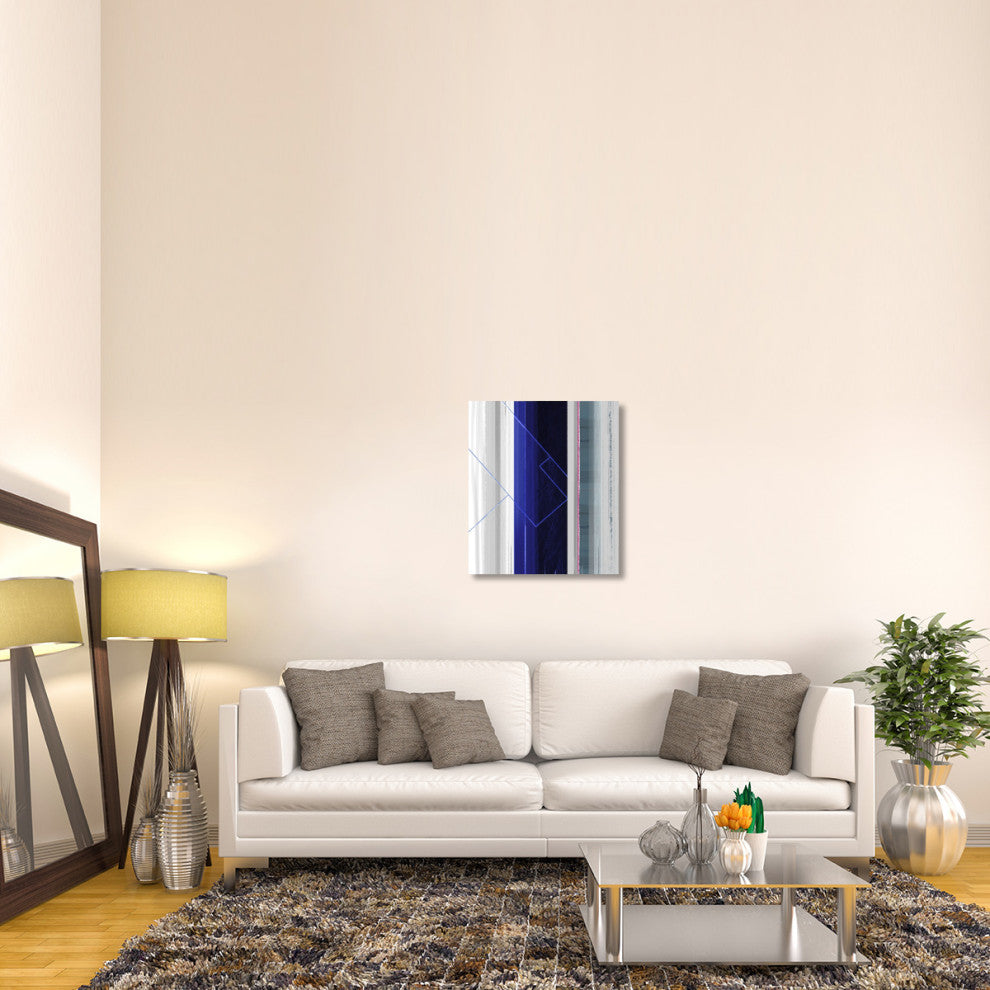 "Abstract White And Dark Blue" Fine Art Print
