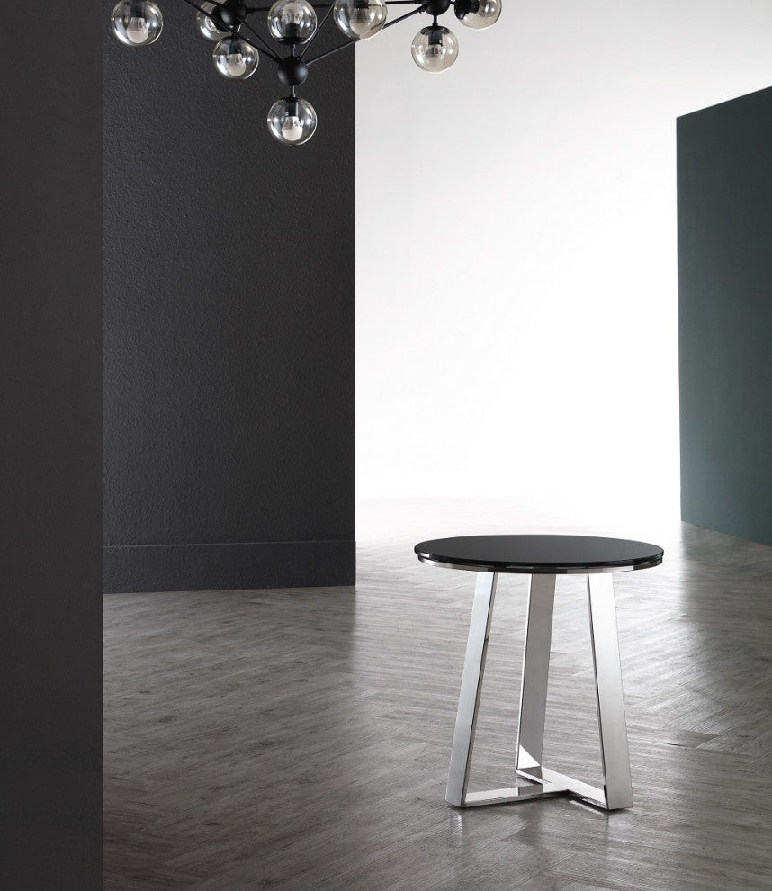 Pasargad Home Luxe Collection Steel & Glass End Table