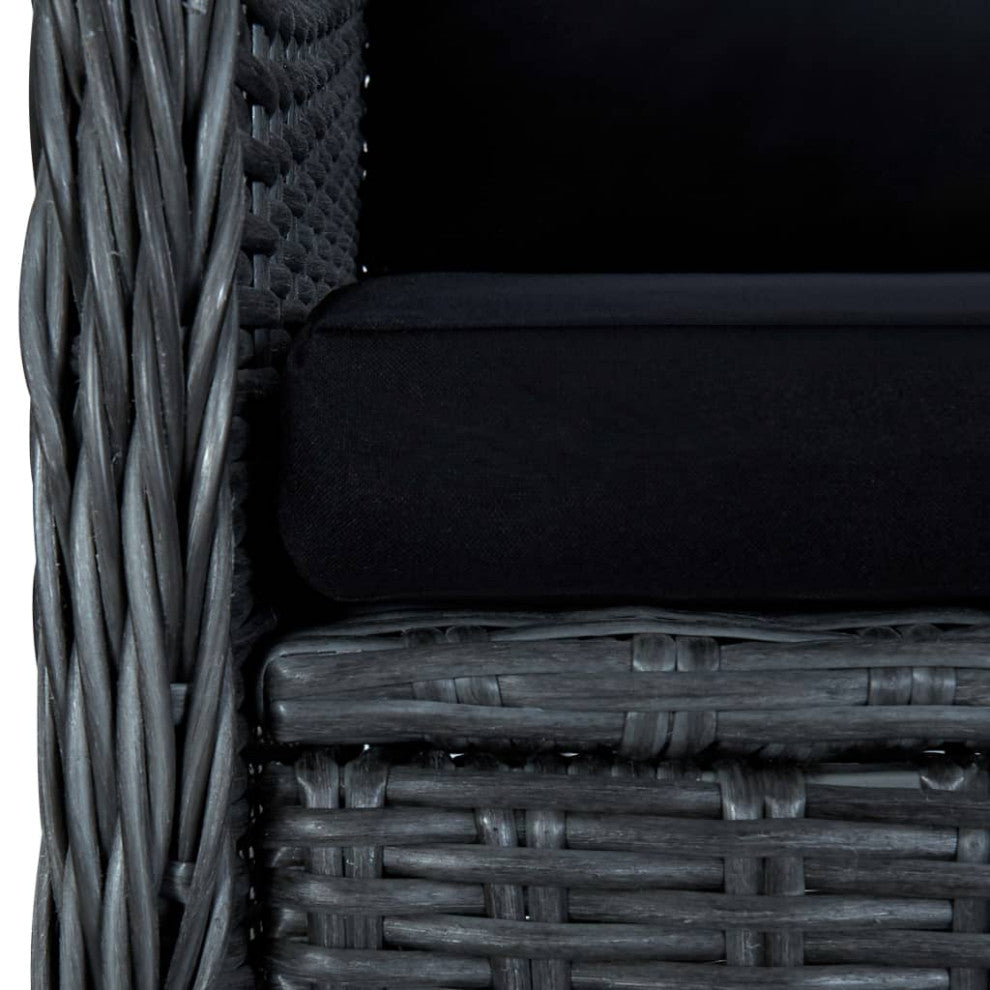 vidaXL Patio Chairs 2 Pcs Patio Dining Chair with Cushions Poly Rattan Dark Gray