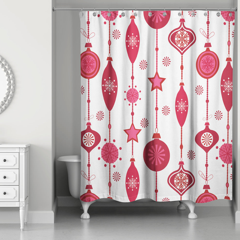 Red Ornament Pattern 71x74 Shower Curtain