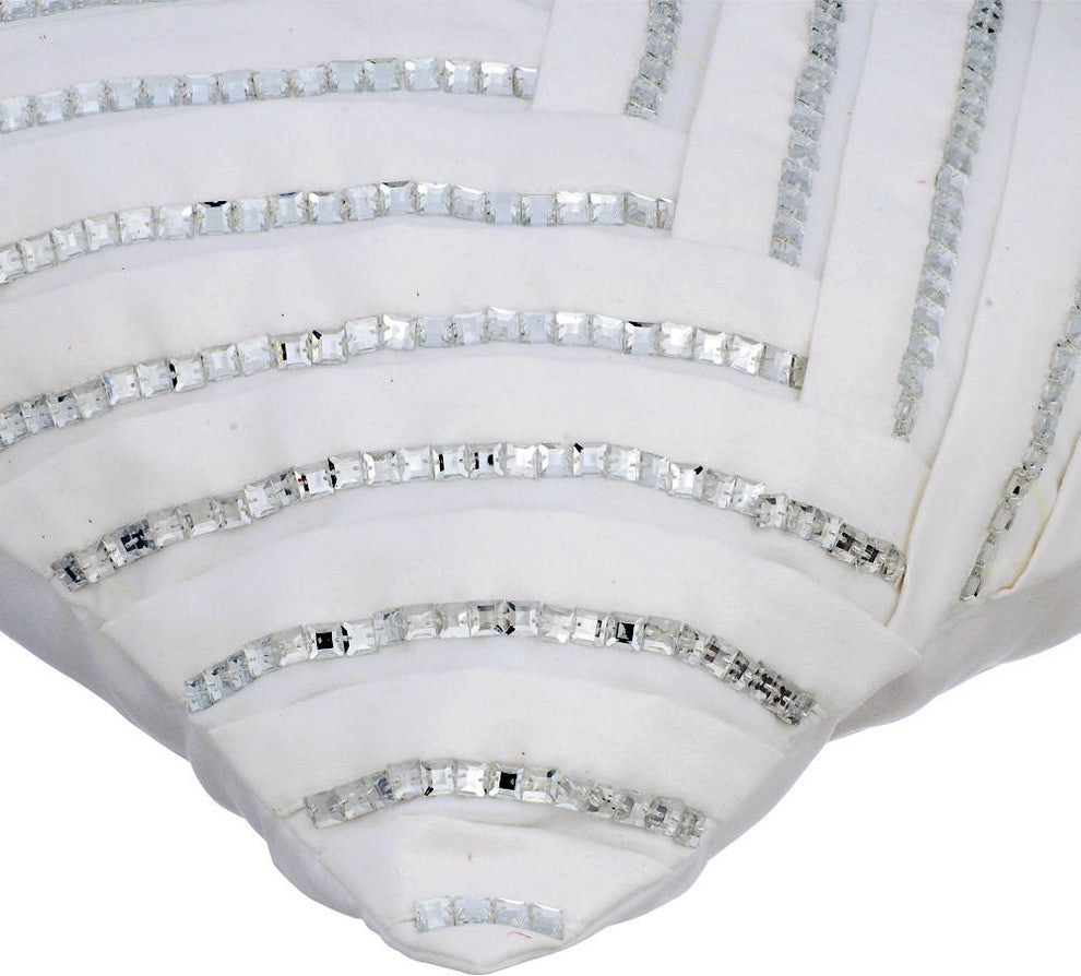 White Decorative Pillow Covers 14"x14" Suede Fabric, Ice Crystals