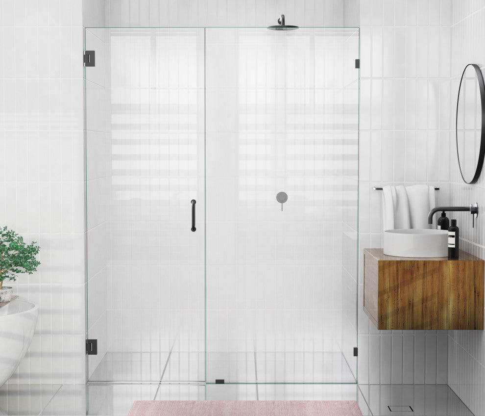 78"x60" Frameless Shower Door Wall Hinge, Matte Black