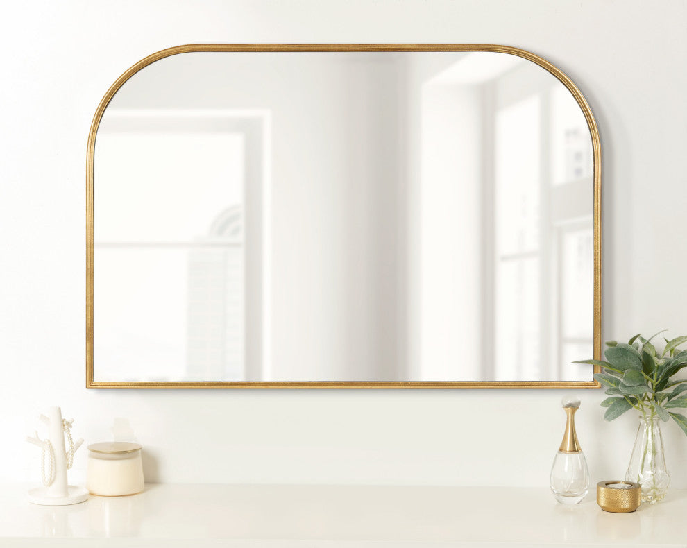 Caskill Framed Arch Wall Mirror, Gold 36x24