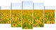 Beautiful Sunflowers Garden, Floral Canvas Art Print, 60"x32", 5 Panels