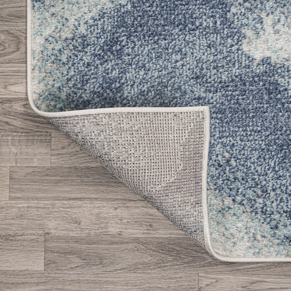 Petalo Abstract Two-Tone Modern Blue/Cream 8 ft. x 10 ft. Area Rug