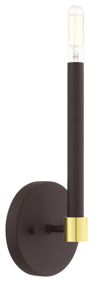 Livex Lighting Karlstad 1 Light Bronze, Satin Brass Accents ADA Single Sconce