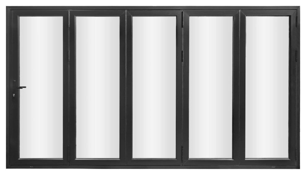 Patio Bi-Fold Door Opening Left to Right12''x8'', black color. low e