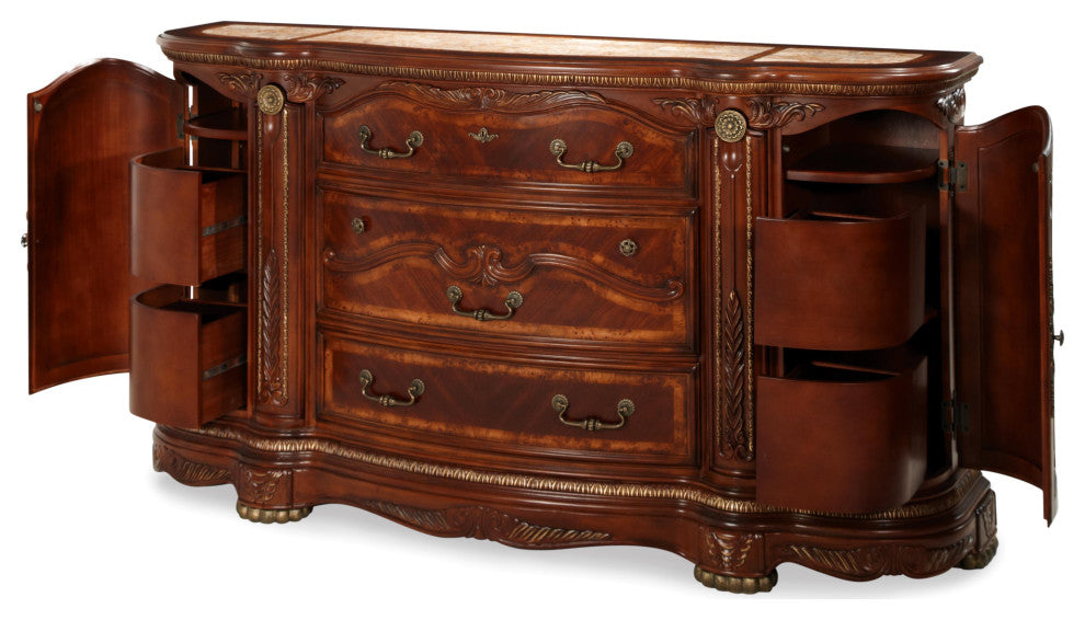 Cortina Dresser and Mirror Set - Honey Walnut