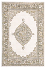 Adeline Distressed Medallion Beige and Ivory Area Rug, 3'3"x5'2"