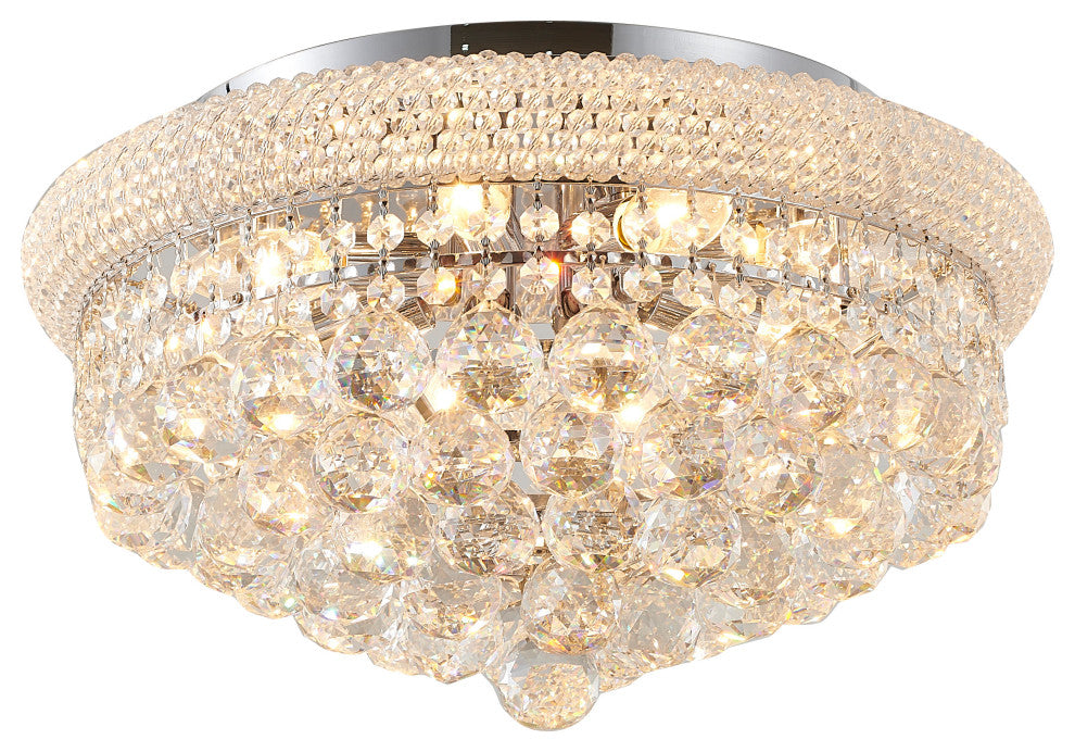 Crystal Ball Flushmount, Beaded Frame, Chrome Hardware