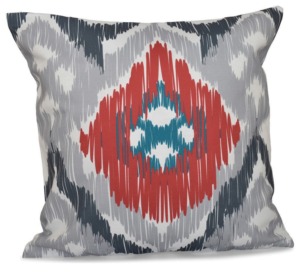 Original, Geometric Outdoor Pillow, Gray, 18"x18"