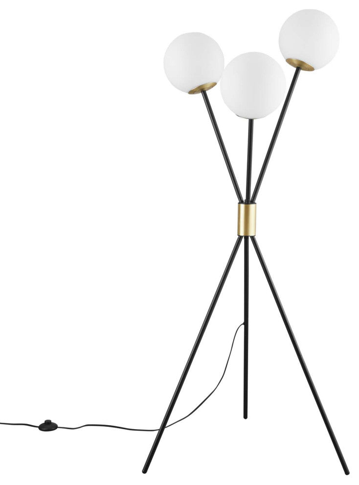 Floor Lamp Light, Black, Brass, Modern, Mid Century Cafe Bistro Hospitality
