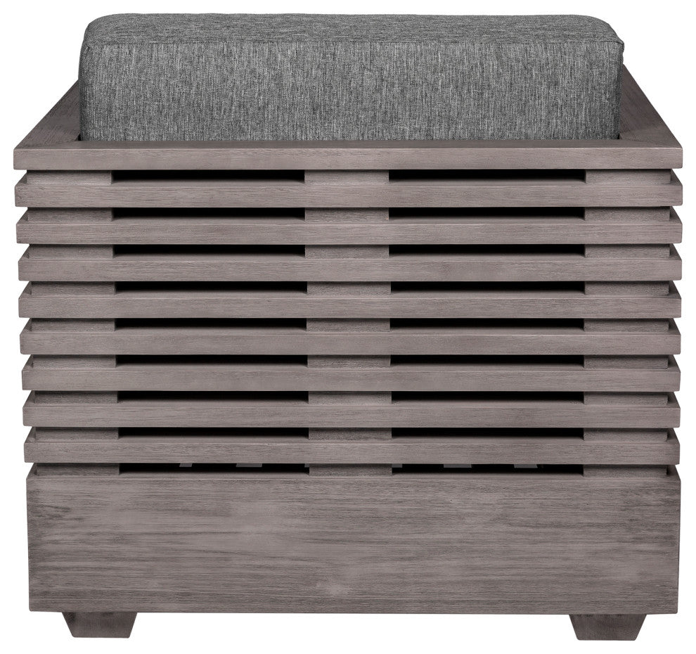 Vivid Outdoor Patio Chair, Gray Eucalyptus Wood With Gray Olefin Cushions