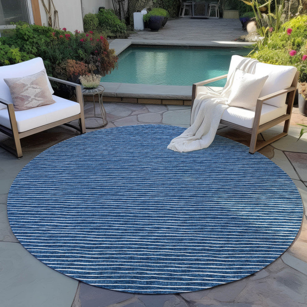 Indoor/Outdoor Laidley LA1 Navy Machine Washable 10' x 10' Rug