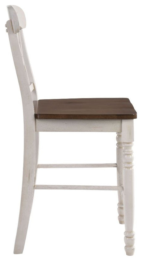 Acme Dylan Counter Height Chair Set of 2 Buttermilk and Oak