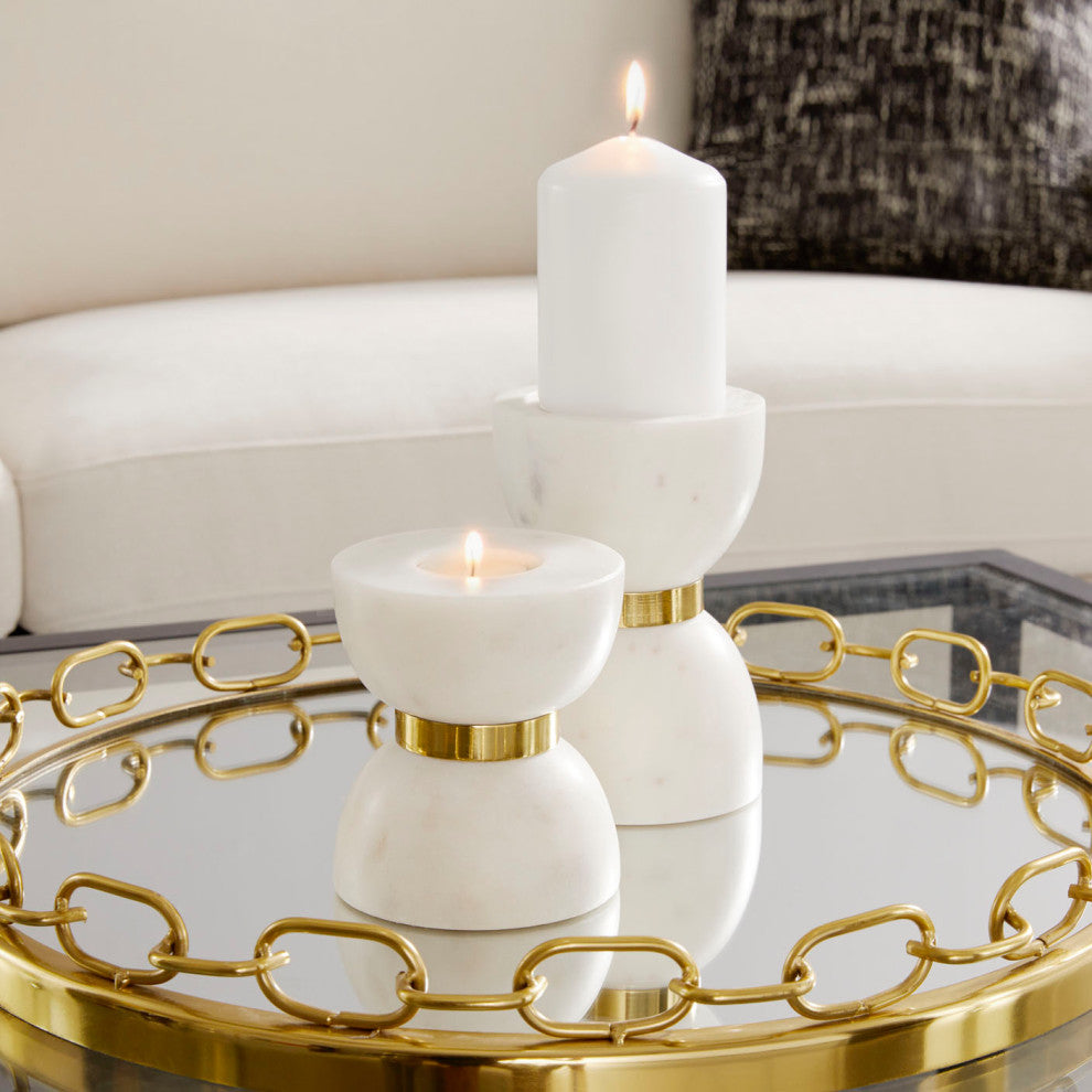 Ice Set of 2 Chain Link Mirrored Trays, Gold