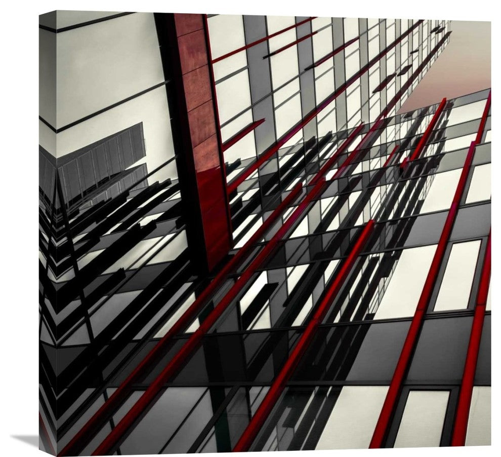 "Red Lines" Stretched Canvas Giclee by Gilbert Claes, 22"x22"