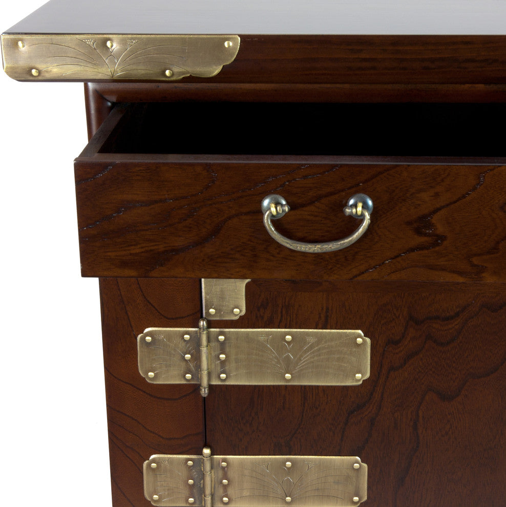 Korean Antique Style 4 Drawer Small Credenza