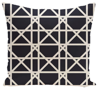 Trellis Geometric Print Pillow, Navy Blue, 20"x20"