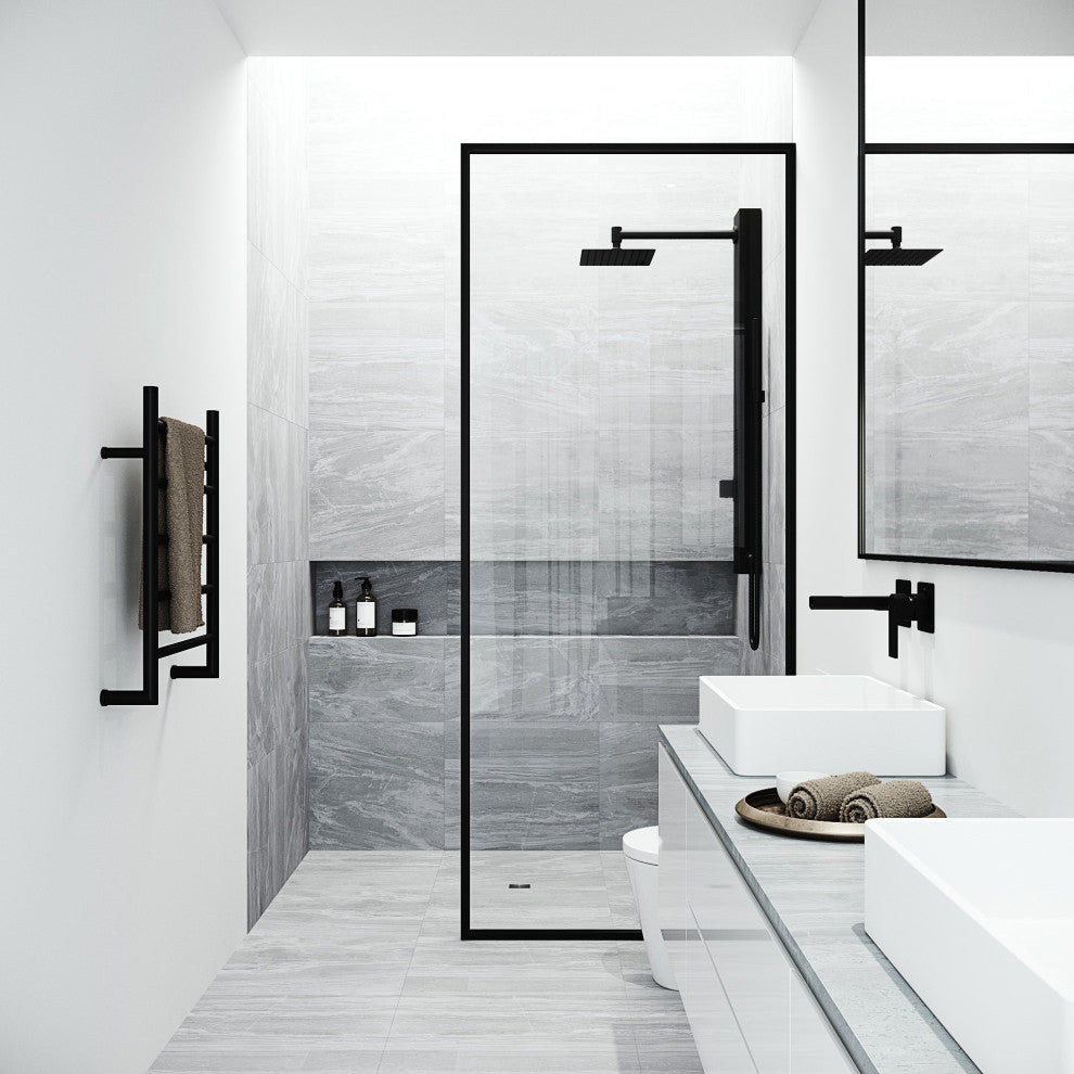 Orchid 39" H x 4" W 2-Jet Retro Shower Panel with Square Shower Head, Matte Black