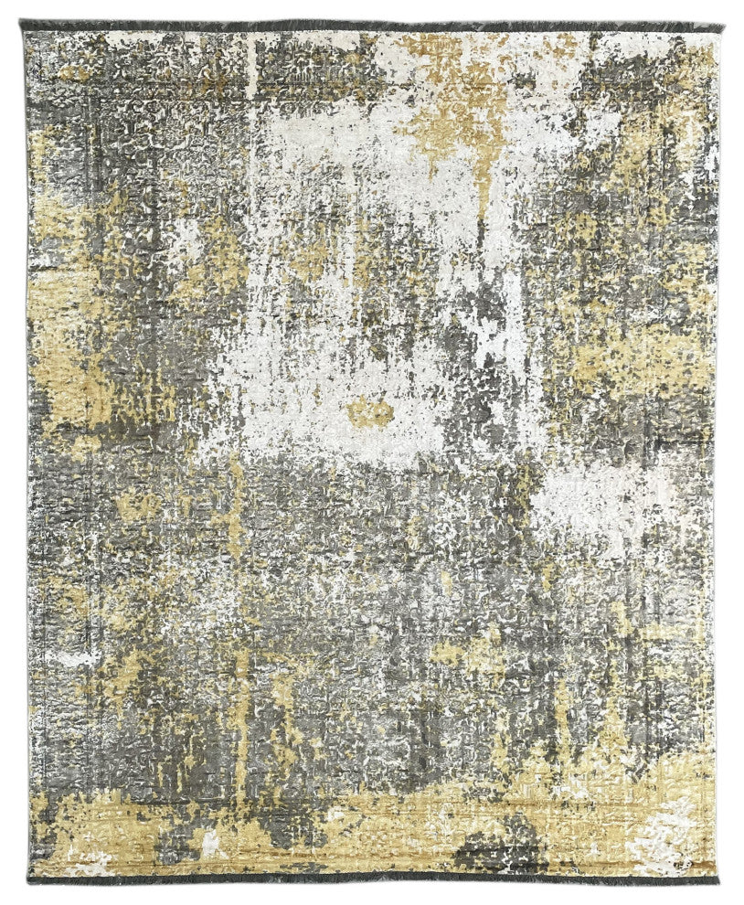Hand-Knotted Wool Ivory/Gold Transitional Modern Modern Rug, 7' X 9'