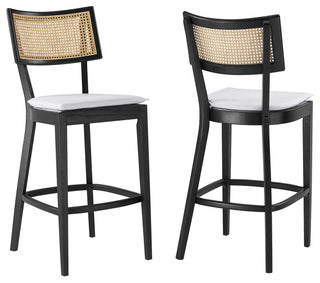 Caledonia Wood Bar Stools - Set of 2 - Black White