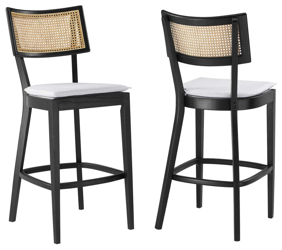Caledonia Wood Bar Stools - Set of 2 - Black White